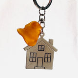 Keyring - New Home with Amber Charm for Luck