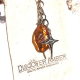 Keyring Stars with Amber Tumble for luck