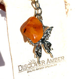 Keyring Butterfly with Amber Tumble for luck