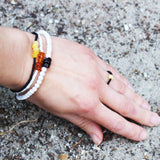 Minimalist Bracelet Amber and black glass beads
