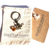 Keyring Dinosaur with Amber Charm for luck