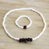 Minimalist Bracelet Amber and black glass beads