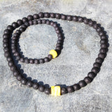 Butterscotch Amber + Dark Lava Bead Necklace