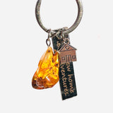 Keyring - New Home with Amber Charm for Luck