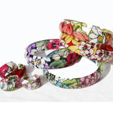 Red, Blue, Pink or Purple Acrylic Floral Bangle