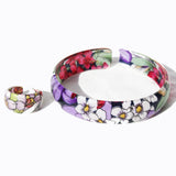Red, Blue, Pink or Purple Acrylic Floral Bangle