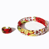 Red, Blue, Pink or Purple Acrylic Floral Bangle