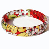 Red, Blue, Pink or Purple Acrylic Floral Bangle