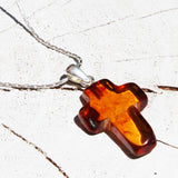Medium Baltic Amber CROSS Pendant