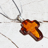 Large Baltic Amber CROSS Pendant