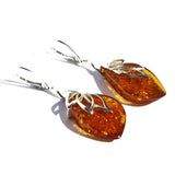 Intricate honey or cherry amber earrings