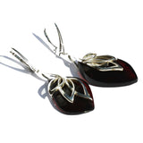 Intricate honey or cherry amber earrings