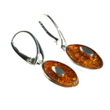 Individually Crafted Oval Portions of Amber Drop Earrings