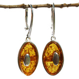 Individually Crafted Oval Portions of Amber Drop Earrings