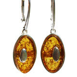 Individually Crafted Oval Portions of Amber Drop Earrings