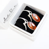 Individually Crafted Oval Portions of Amber Drop Earrings