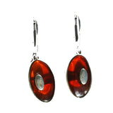 Individually Crafted Oval Portions of Amber Drop Earrings