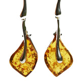 Pretty shaped honey or cherry coloured amber drop earrings