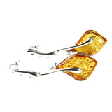 Pretty shaped honey or cherry coloured amber drop earrings