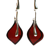 Pretty shaped honey or cherry coloured amber drop earrings