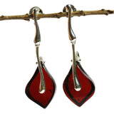 Pretty shaped honey or cherry coloured amber drop earrings