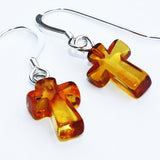 Baltic Amber Cross Dangle Earrings