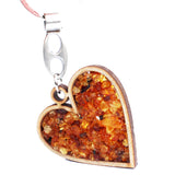 Handmade Amber and Wood pendant / necklace - HEART, could be used as a charm.