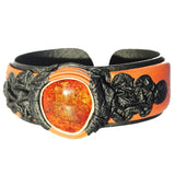 Leather & Green Baltic Amber Bracelet