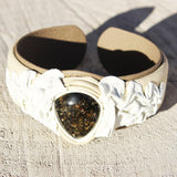 Leather & Green Baltic Amber Bracelet