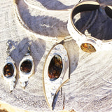 Leather & Green Baltic Amber Bracelet