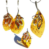 Intricate honey or cherry amber earrings