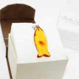 Simple Baltic Amber FISH Pendant - Charm
