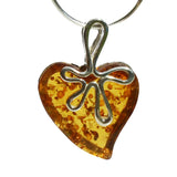 Romantic designer dangle amber earrings 'Love Hearts'