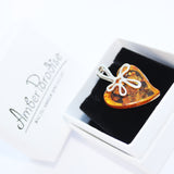 Romantic designer dangle amber earrings 'Love Hearts'