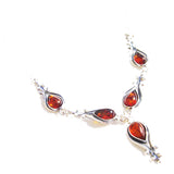 Silver Baltic Amber Necklace Green/Honey/Multicolour Drops