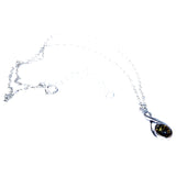 Silver Baltic Amber Necklace Green/Honey Single Drops