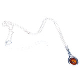 Silver Baltic Amber Necklace Green/Honey Single Drops