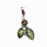 Silver Green or Cognac Baltic Amber Pendant