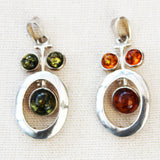 Modern Silver Green or Honey Baltic Amber Pendant
