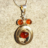 Modern Silver Green or Honey Baltic Amber Pendant