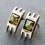 Creative Silver Green or Honey Baltic Amber Pendant or Studs