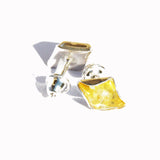 Silver Honey/Green/Lemon Baltic Amber Studs - Rhombus