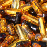 Polished Muliticolour Baltic Amber Tube Beads with holes