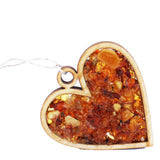Handmade Amber and Wood pendant / necklace - HEART, could be used as a charm.
