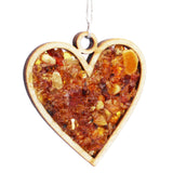 Handmade Amber and Wood pendant / necklace - HEART, could be used as a charm.