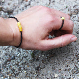 Minimalist Bracelet Amber and black glass beads
