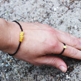 Minimalist Bracelet Amber and black glass beads