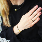 Minimalist Bracelet Amber and black glass beads