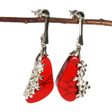 Red Coral Flower Earrings