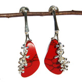 Red Coral Flower Earrings
